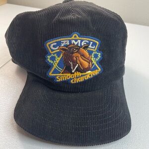 Camel Smooth Character Corduroy Hat Vintage Style Adjustable Black Cap